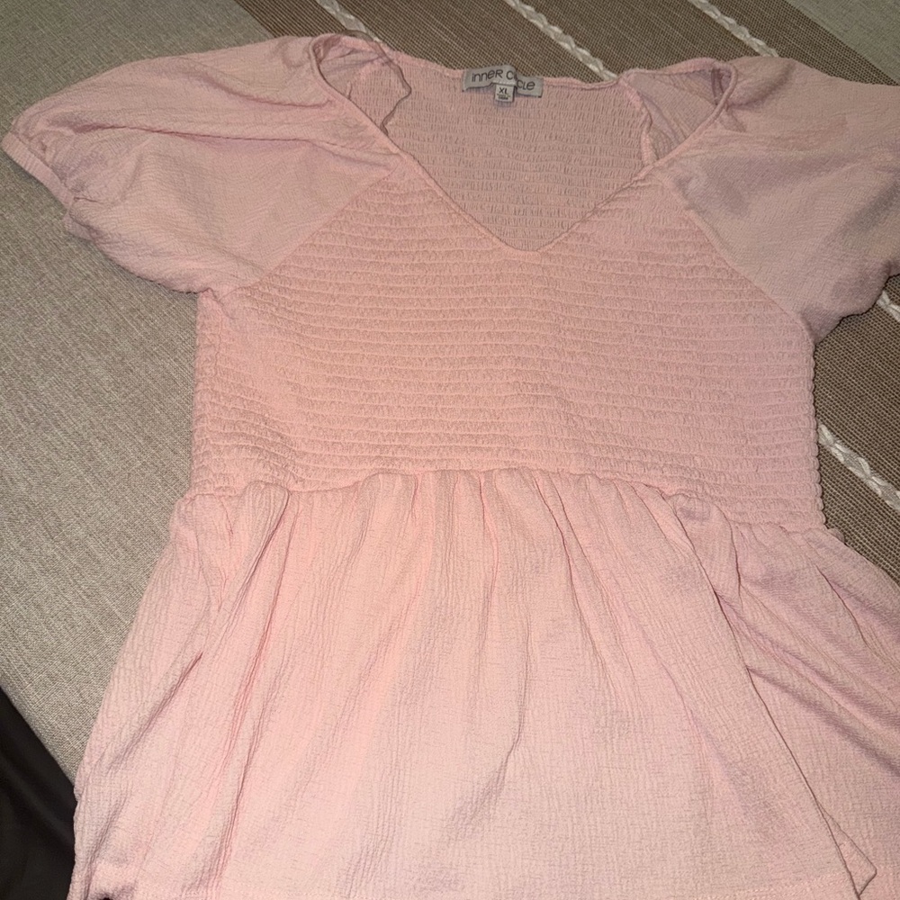 Size XL- Light Pink Smocked Top